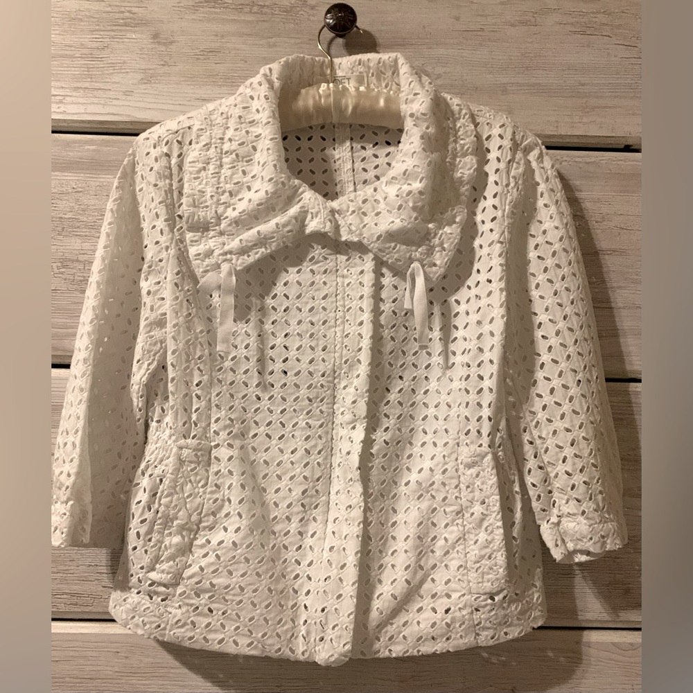 Ann Taylor Loft White Zip Up Top - Picture 1 of 6